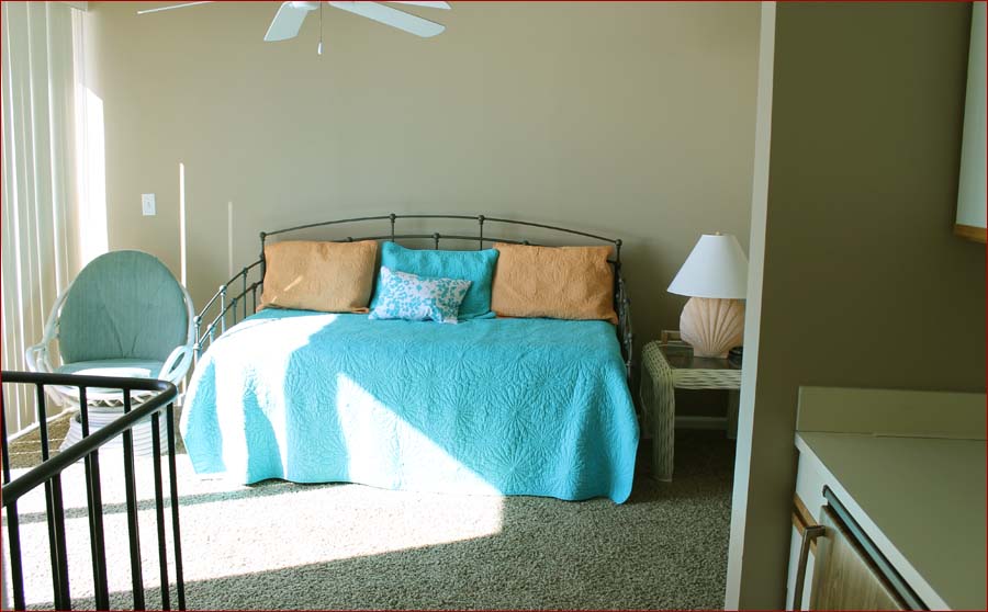 The loft with a trundle bed including 2 twins and penthouse vistas.